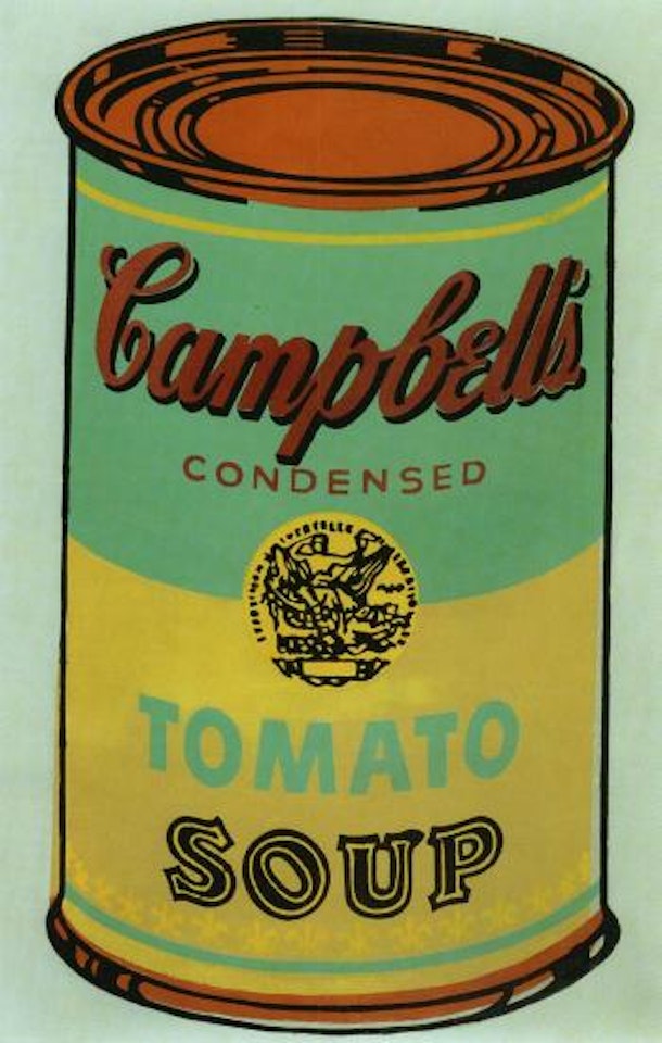 Coloured Campbell's soup can by Andy Warhol