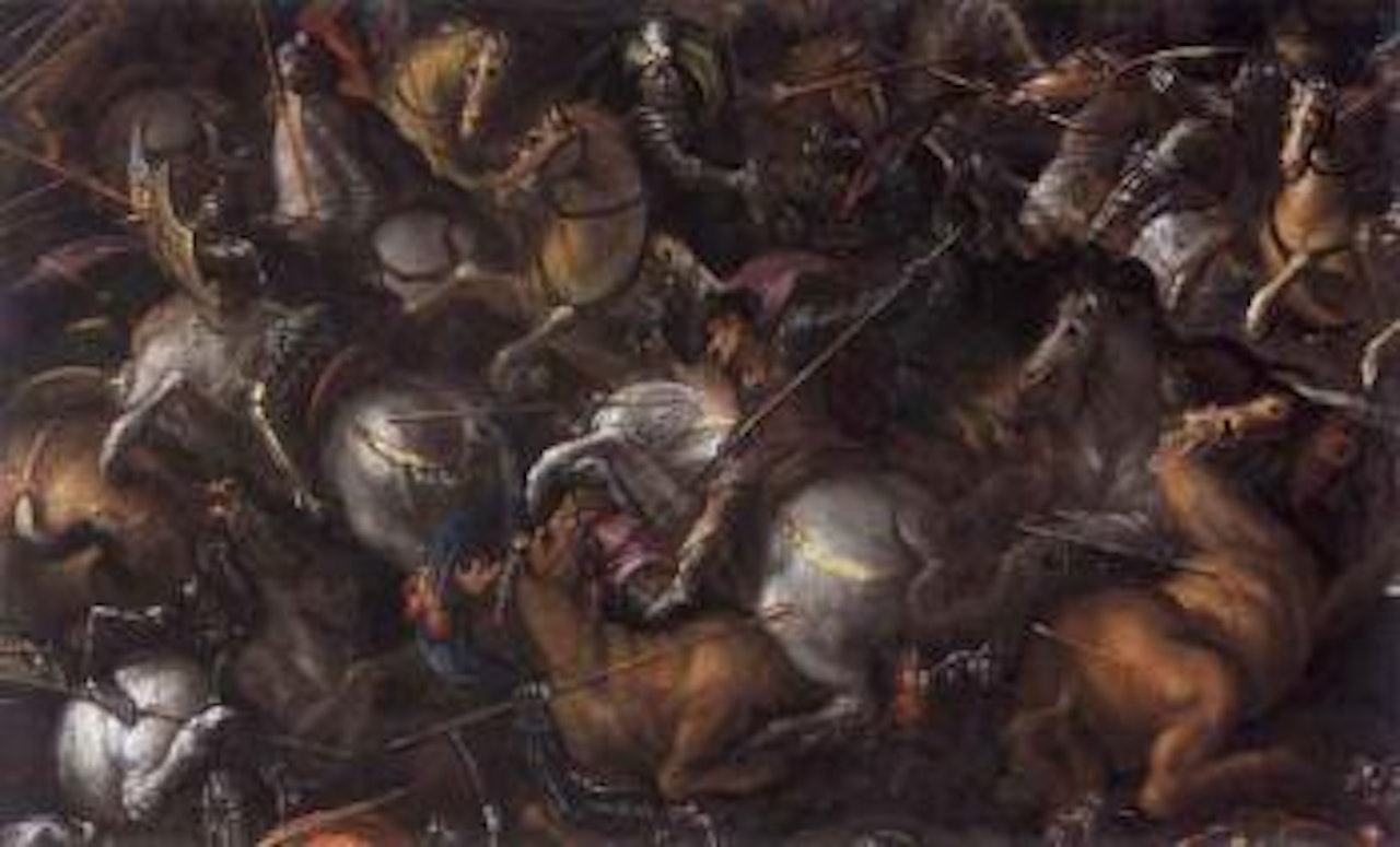 Cavalry engagement in mountainous landscape by Frederick van Valkenborch