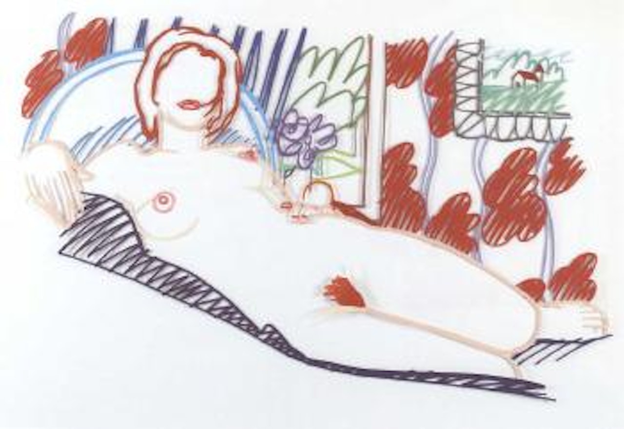 Nude with floral wall by Tom Wesselmann