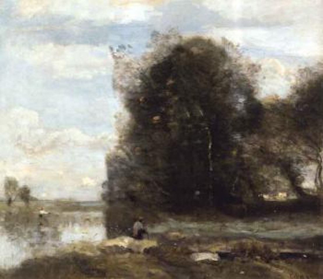 Peceheur a la ligne by Jean Baptiste Camille Corot