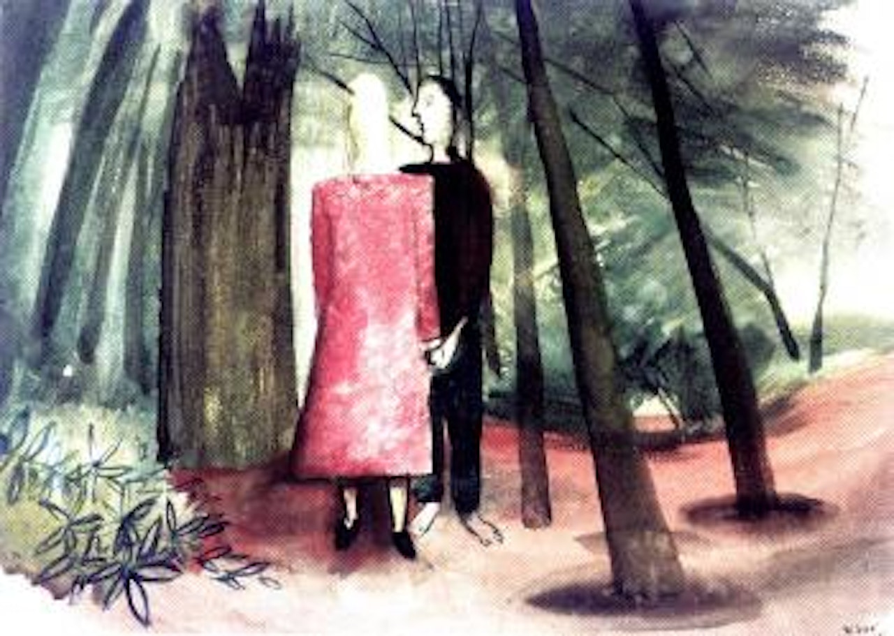 Lovers in a glowing wood by William Scott