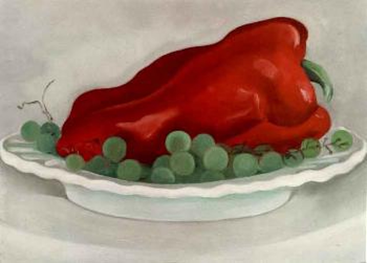 Red pepper, green grapes by Georgia O'Keeffe