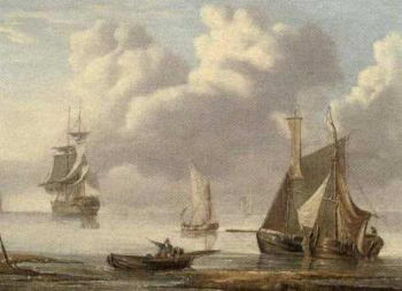 Shipping at anchor in a calm by Charles Martin Powell