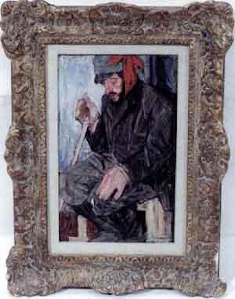 Seated Russian soldier by Leon Gaspard