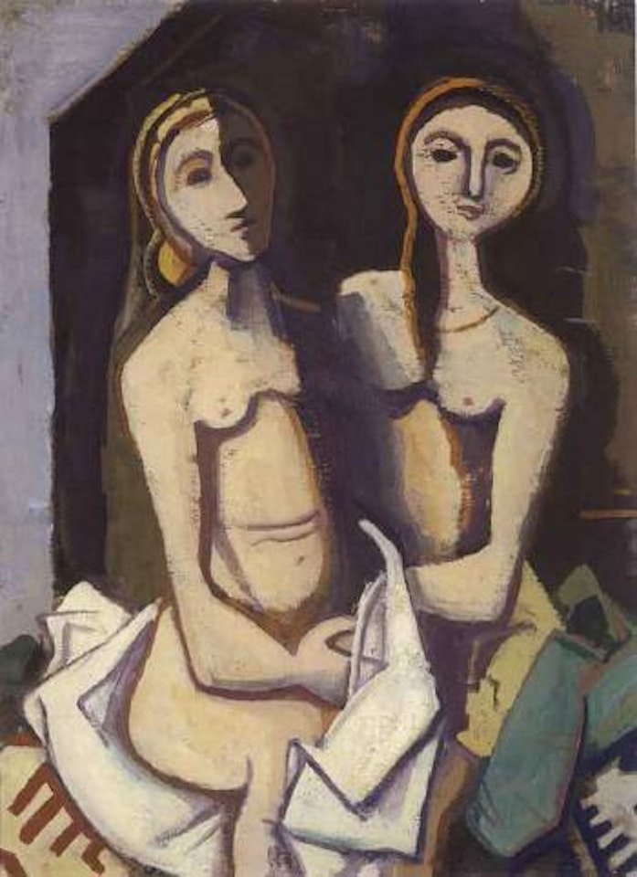 Two seated girls by Karl Hofer