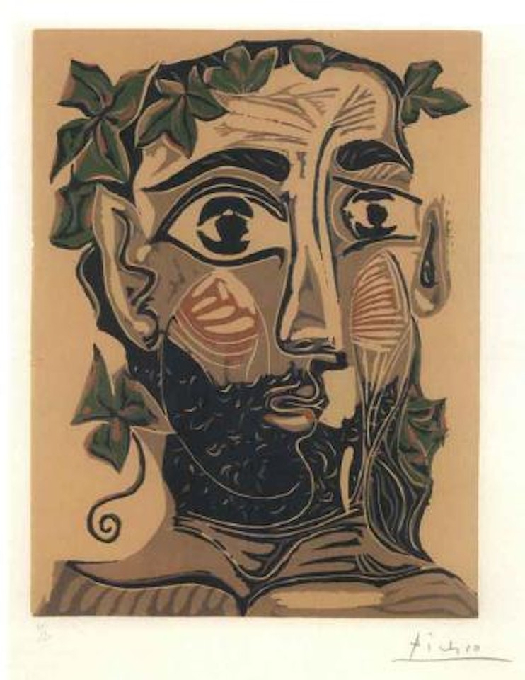 Homme barbu couronne de feuillage by Pablo Picasso