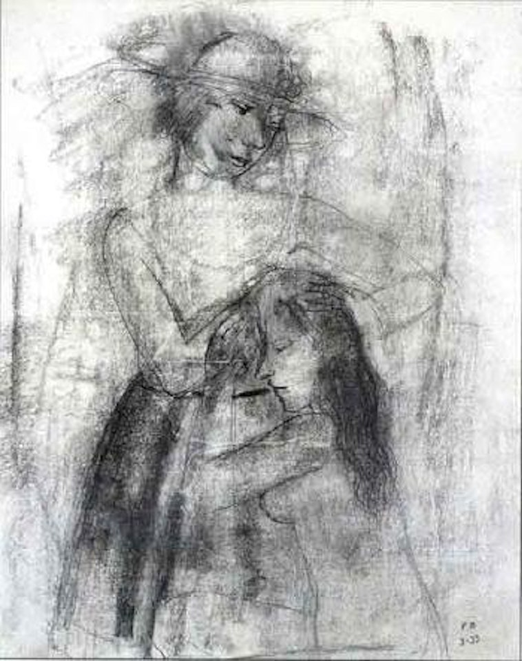 Nu et femme au chapeau by Paul Delvaux