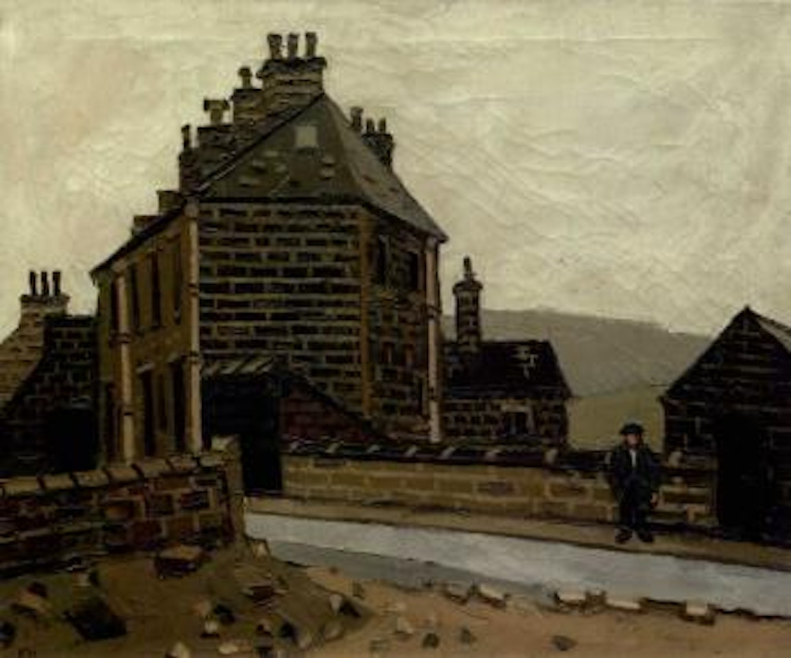 Street scene with figure by Kyffin Williams