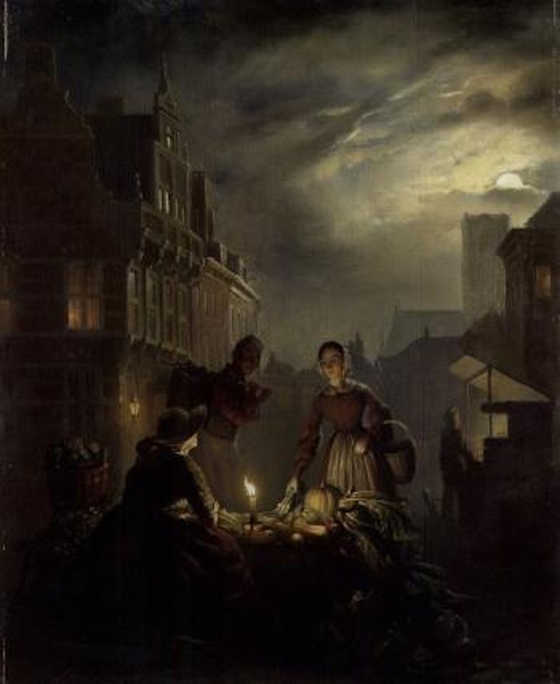 At the vegetable market by Petrus van Schendel