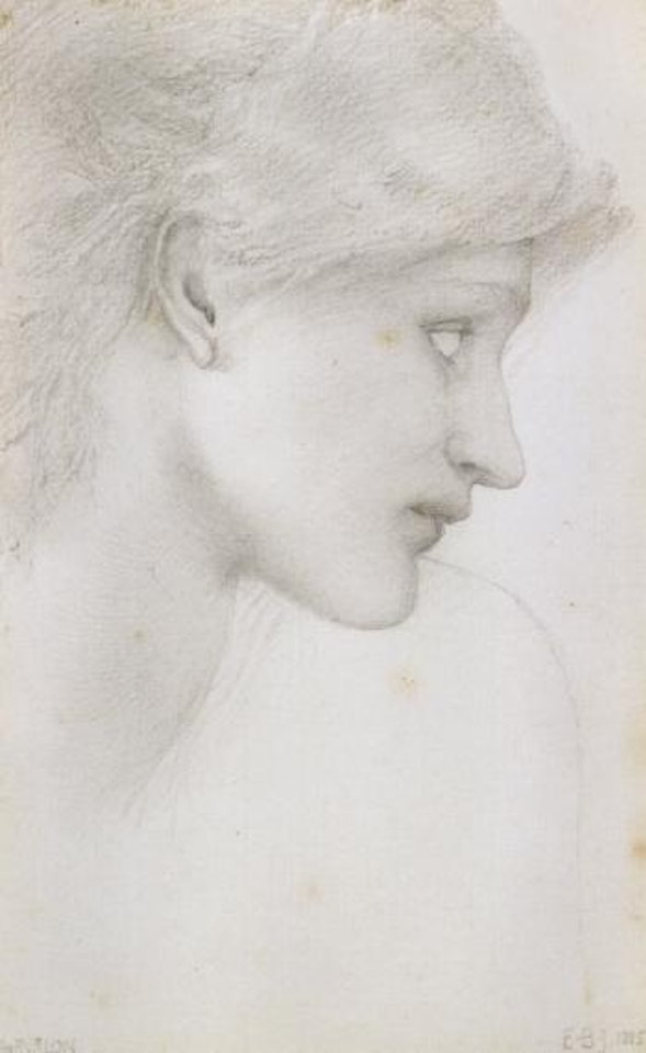Study of a female head by Edward Coley Burne-Jones