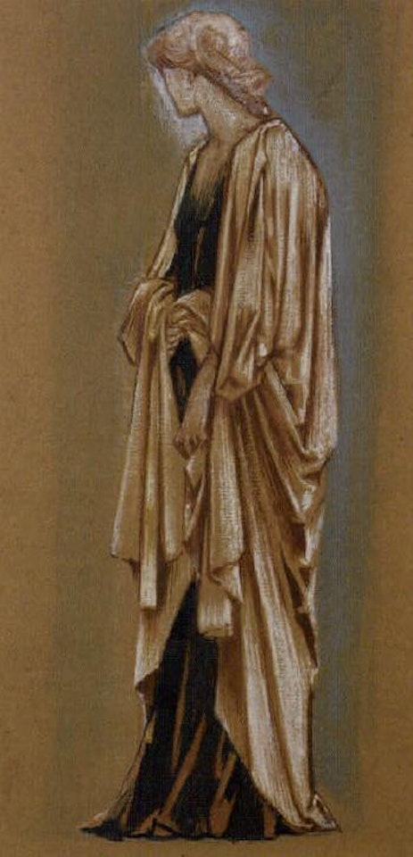 Study for the right hand watcher with trumpet by Edward Coley Burne-Jones