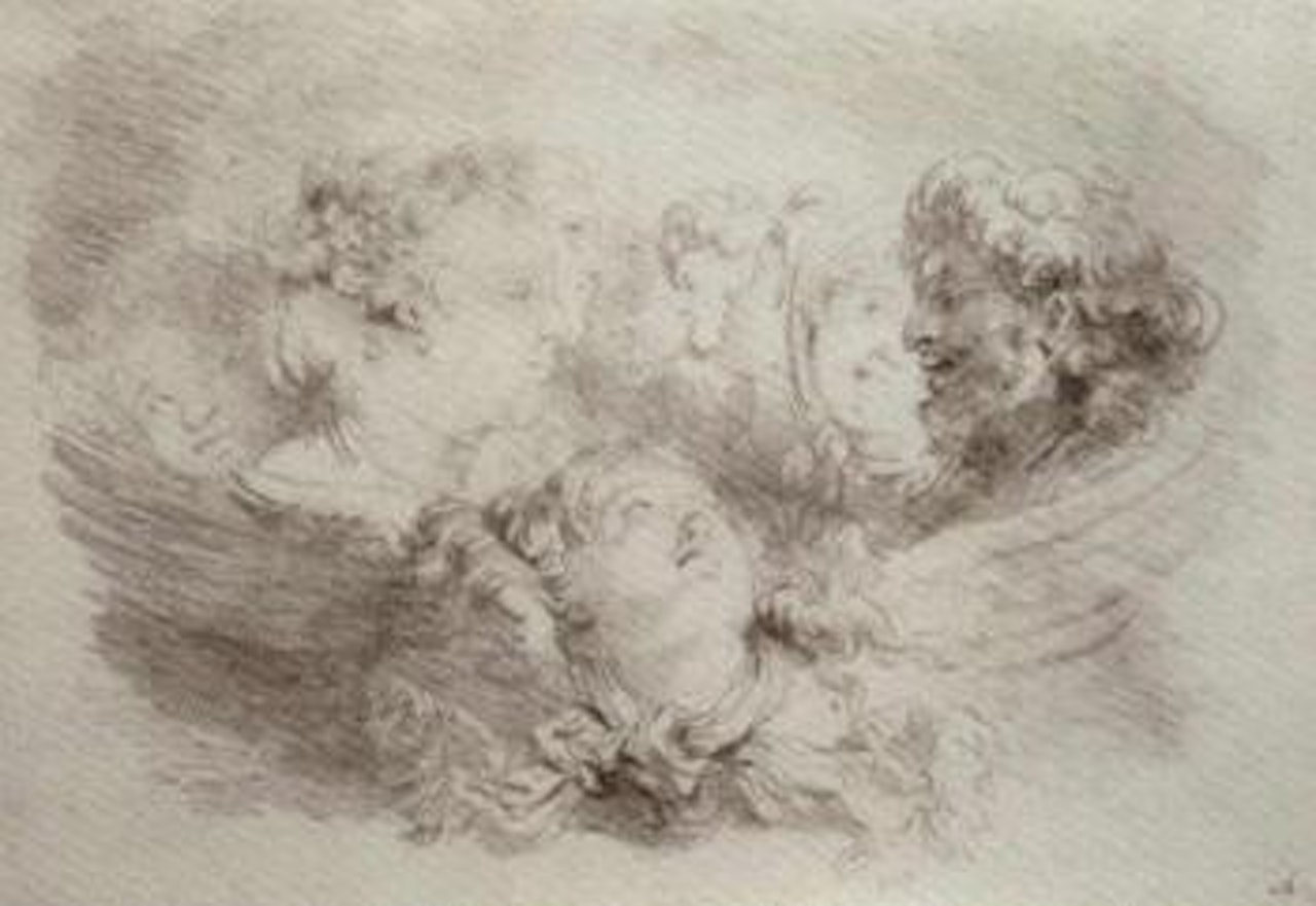Diverses etudes de tetes by Jean-Honoré Fragonard