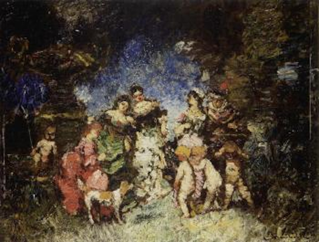 Femmes et enfants au parc by Adolphe Monticelli