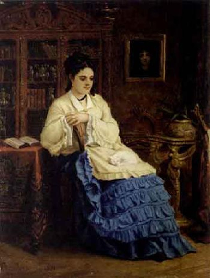 Femme en robe bleue revant by Paul Désiré Trouillebert