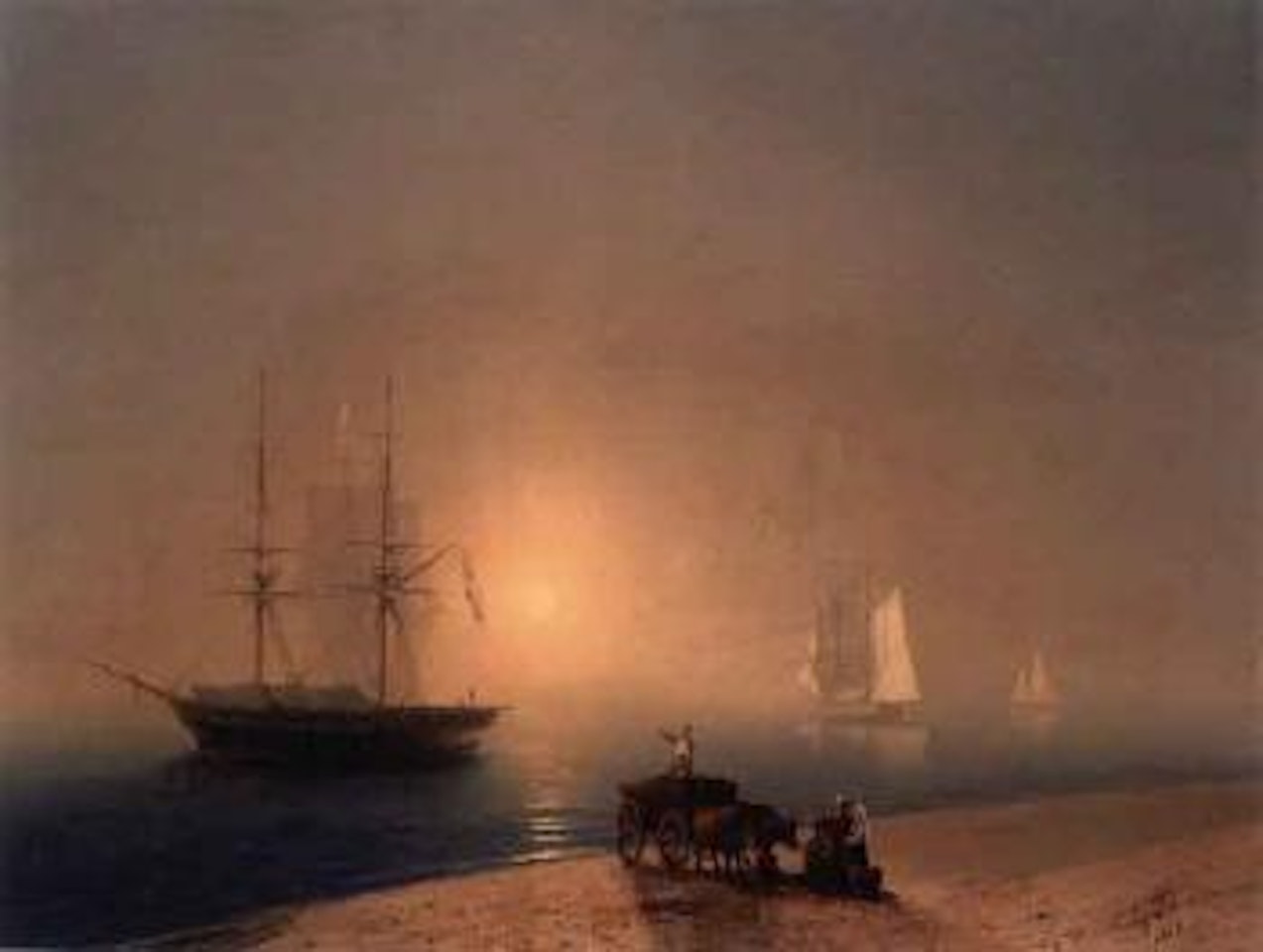 Coast at sunset by Ivan Konstantinovich Aivazovsky