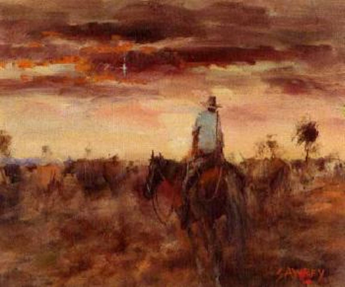 Dog watch on Diamantina Lake by Hugh Sawrey