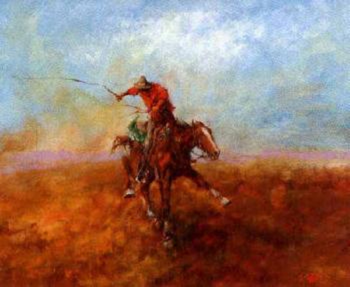 Man steading the lead by Hugh Sawrey