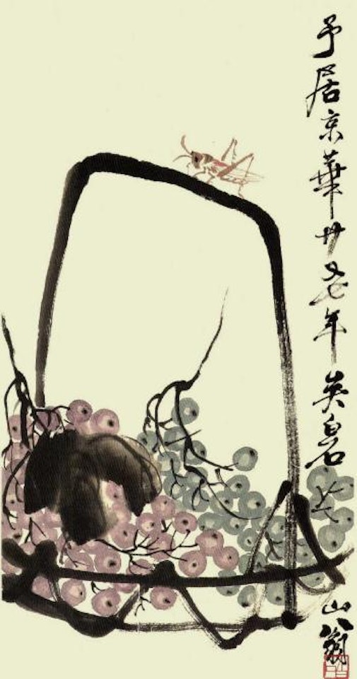 Grapes and cricket by Qi Baishi