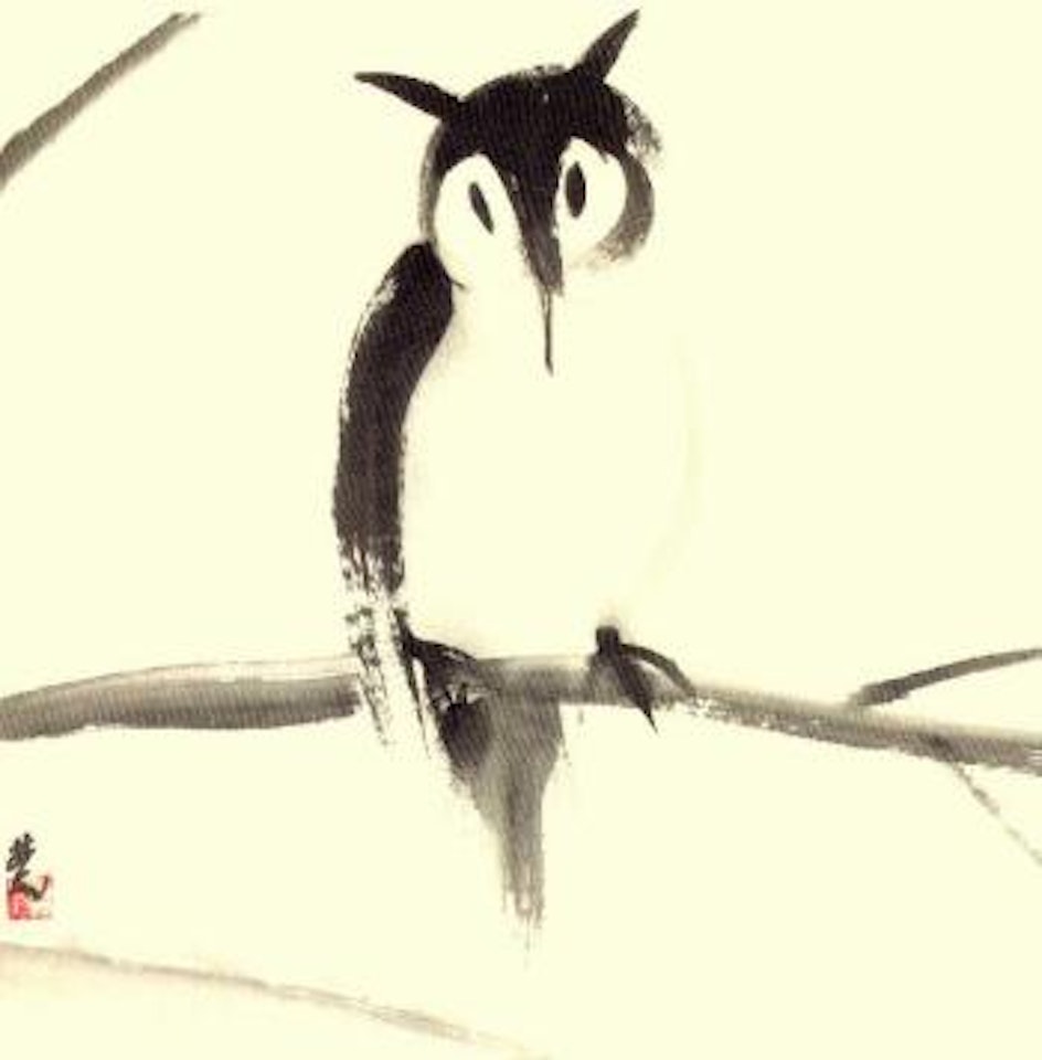 Owl. Flying goose by Lin Fengmian