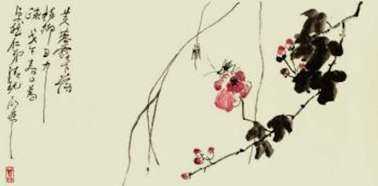 3Weeping willow and hibiscus by Ding Yanyong