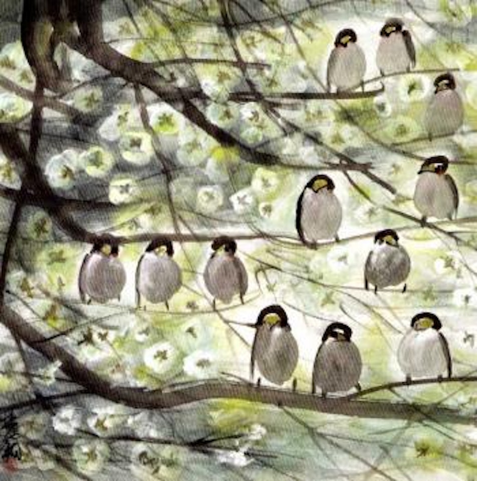 Cherry blossom and birds by Lin Fengmian