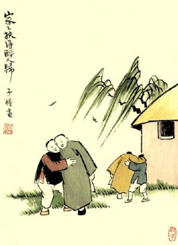 Returning from a banquet by Feng Zikai