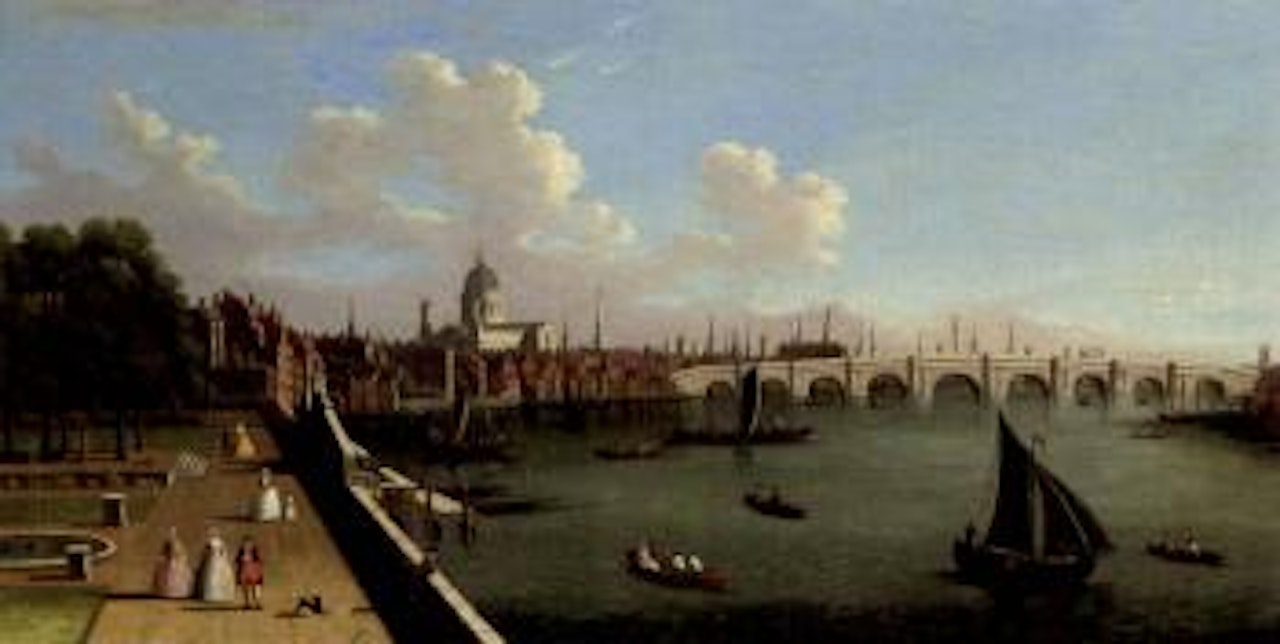 View across the Thames from Somerset House with Blackfriars Bridge by Canaletto