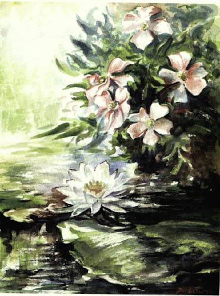 Wild roses and water-lily by John La Farge
