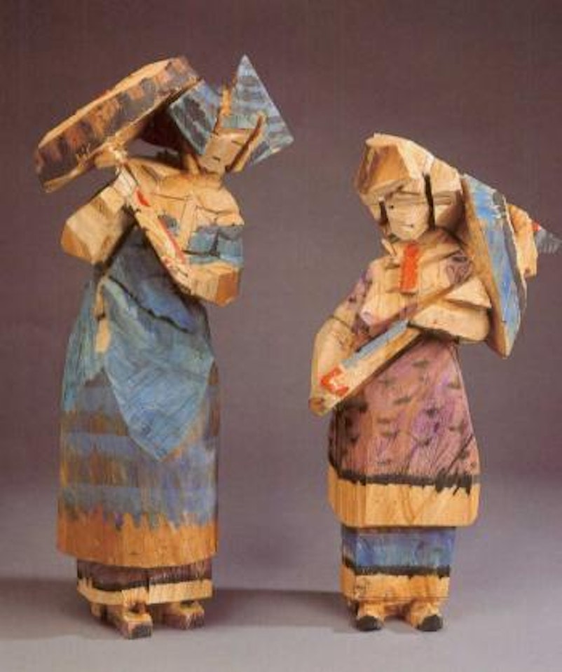 Women with umbrellas by Ju Ming