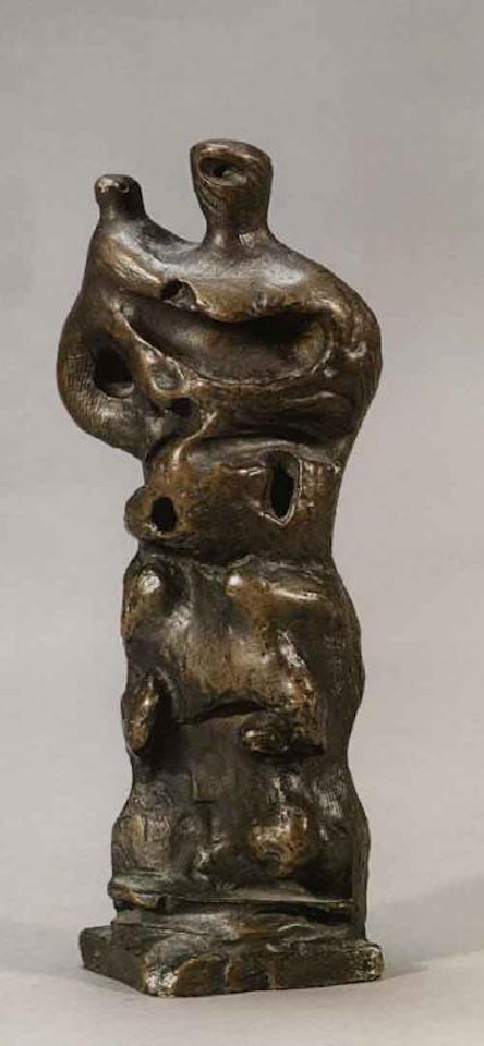 Standing mother and child, with holes by Henry Moore
