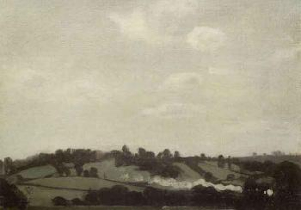 Train steaming through a valley by William Nicholson