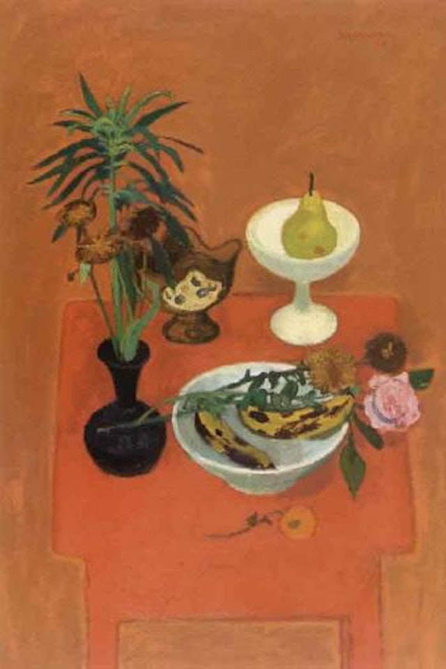 Still life with fruit and sun-flower by Alberto Morrocco