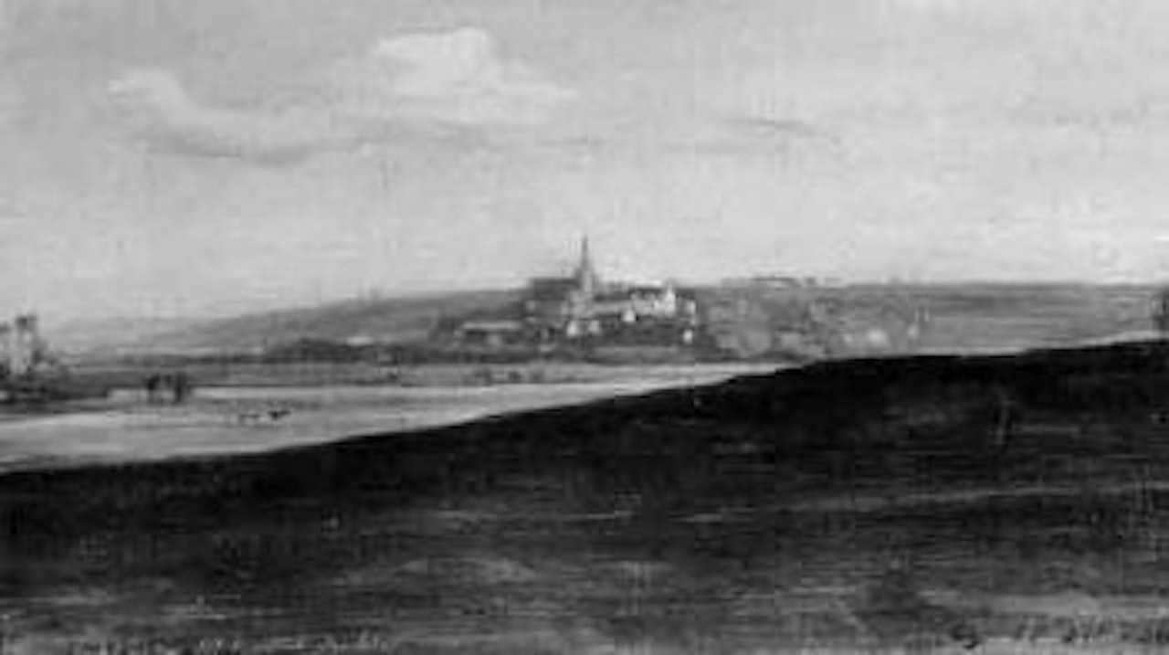 Extensive landscape with village by Christian Friedrich Gille