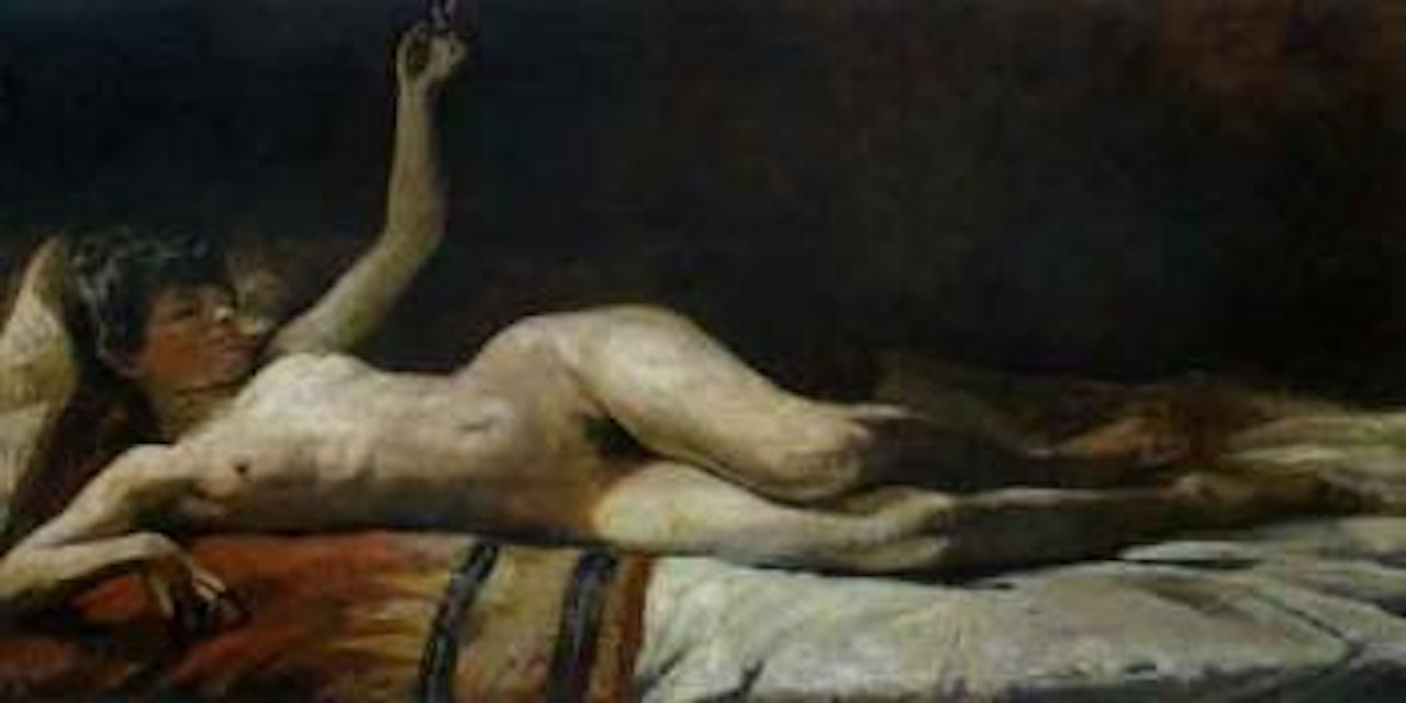 Resting female nude by Lovis Corinth