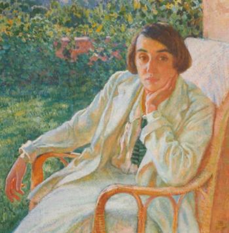 Elizabeth van Rysselberghe au siege en rotin by Theo van Rysselberghe