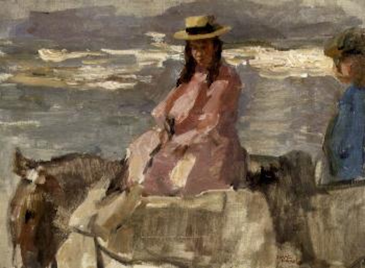Donkey ride on the beach of Scheveningen by Isaac Israels