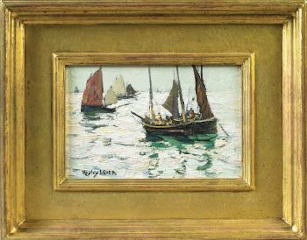 Two sailboats at anchor by Hayley Lever