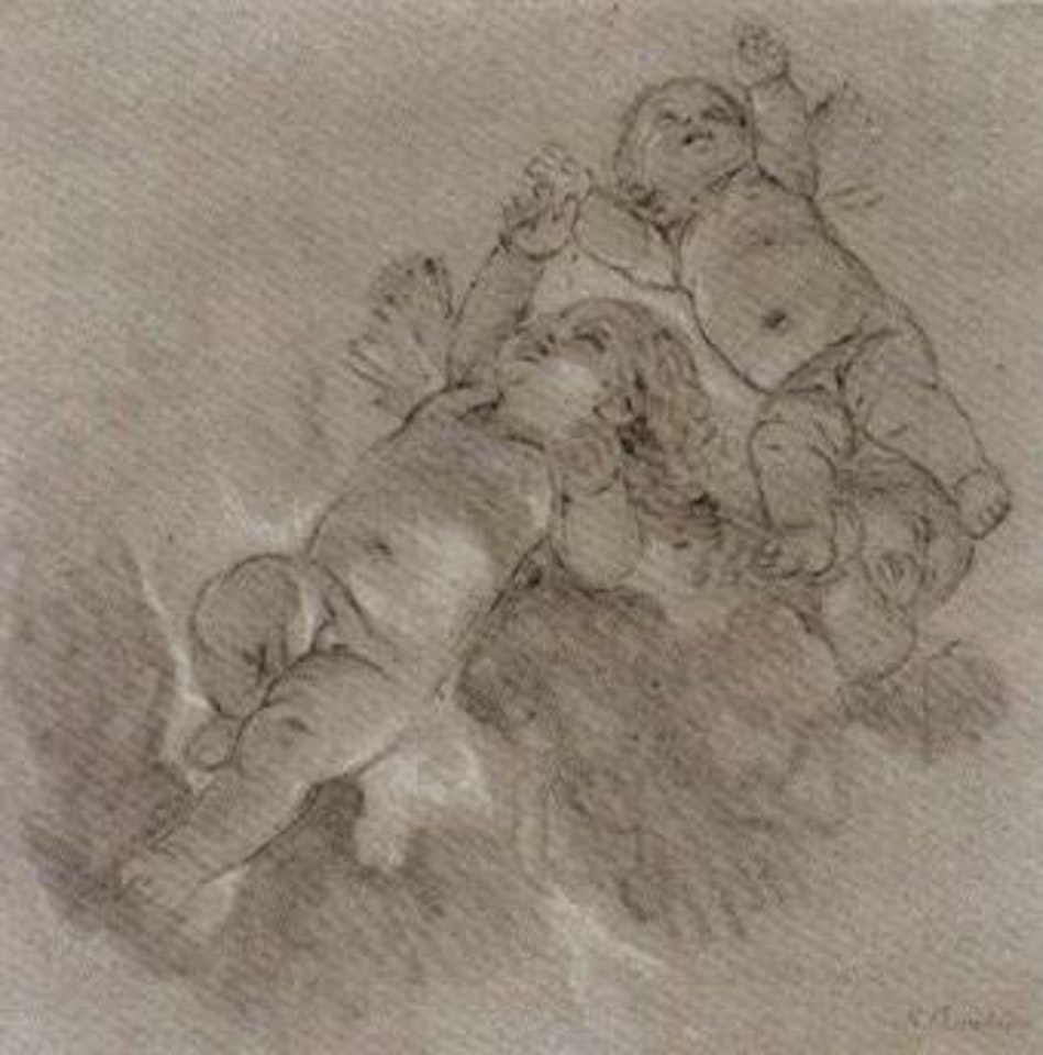Trois putti volant by Francois Boucher