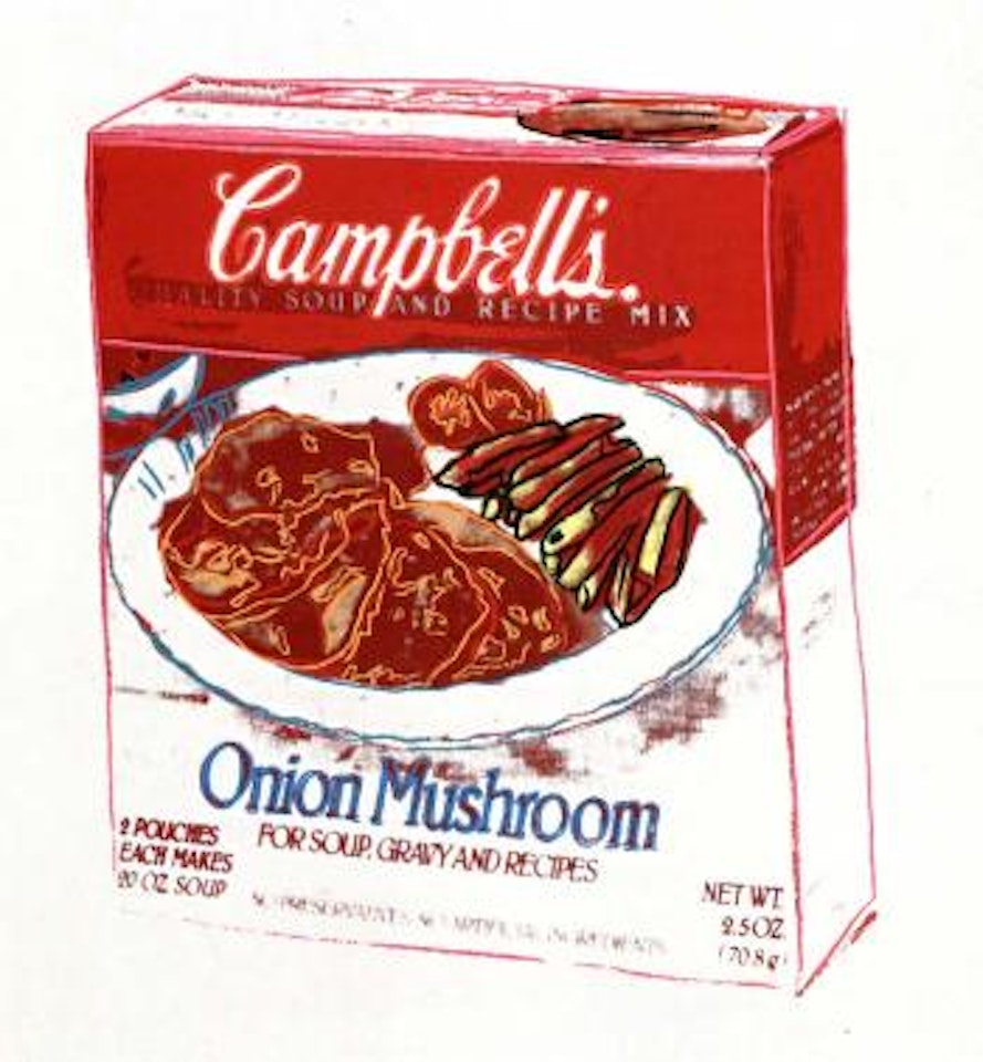 Campbell's onion mushroom soup box by Andy Warhol