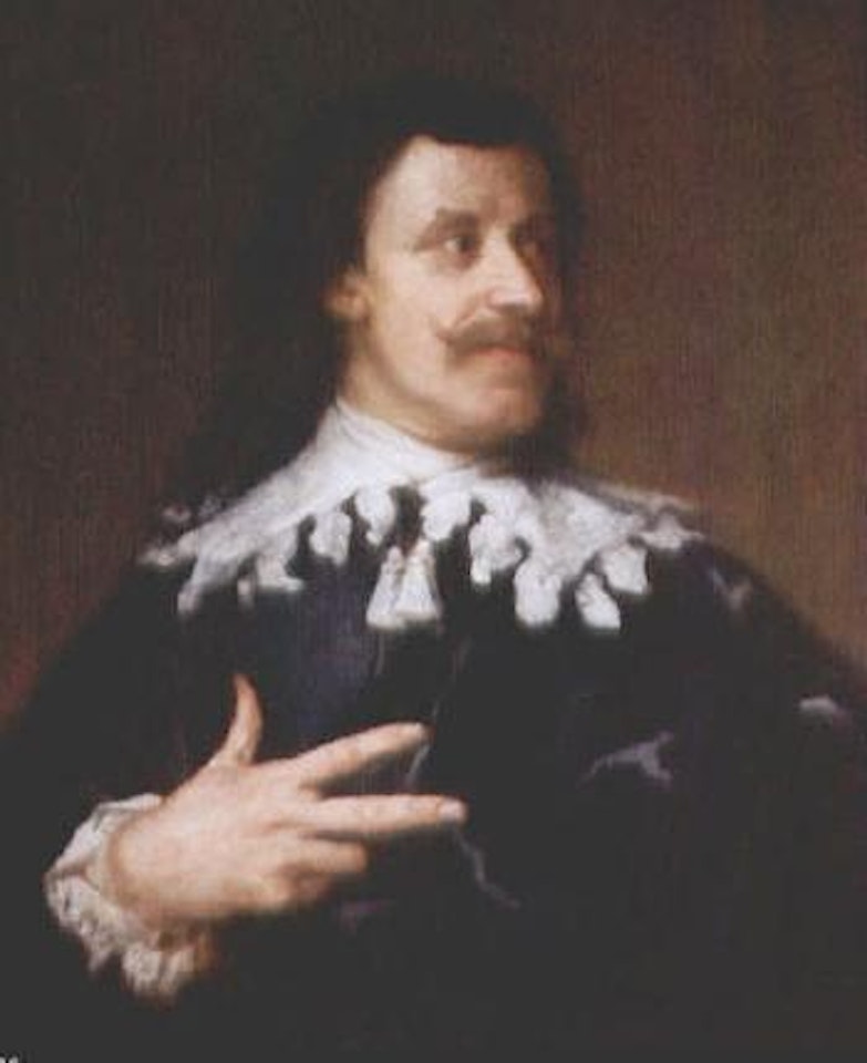 Portrait of a gentleman, head and shoulders, wearing black with a white ruff by Anthony van Dyck