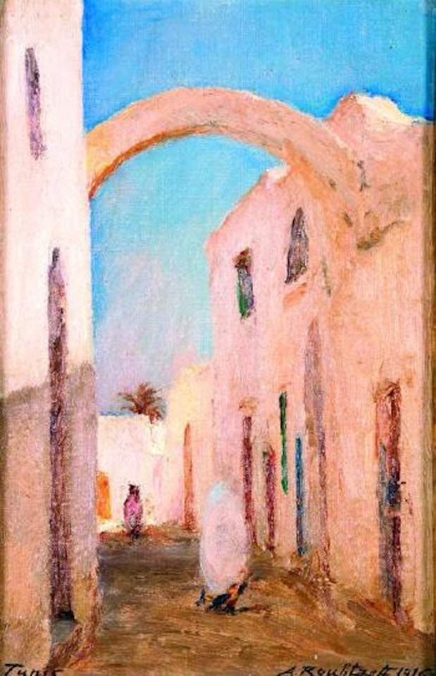 Scene de rue a Tunis by Alexandre Roubtzoff