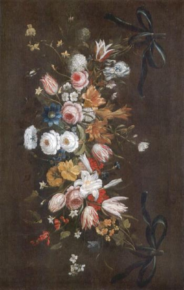 A swag of roses, tulips, lilies, irises and various other flowers by Jan Brueghel the Younger