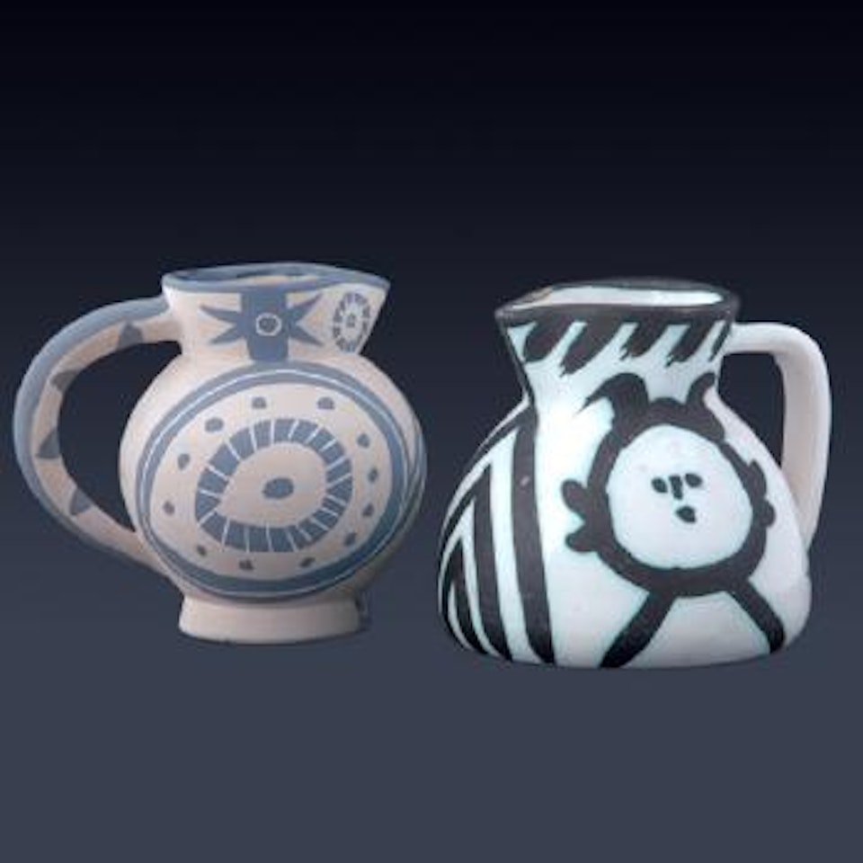 Pitcher with an owl. Pitcher with mask-type faces by Pablo Picasso