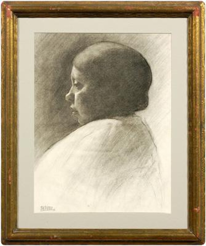 Profile portrait of Native American woman by Joseph Henry Sharp