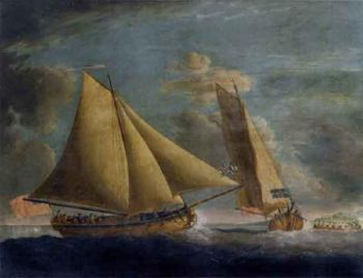 Yacht of the Cork Water Club in two positions by Peter Monamy