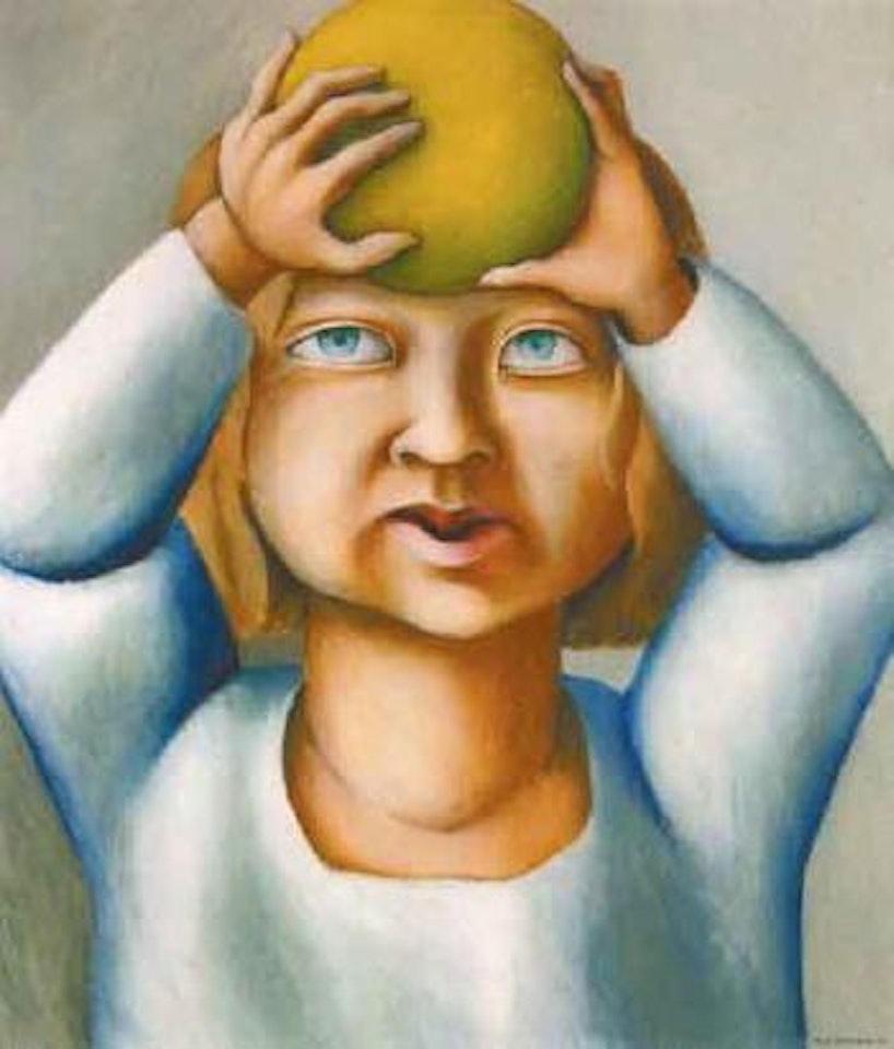 Sarah with yellow ball by Michael Smither