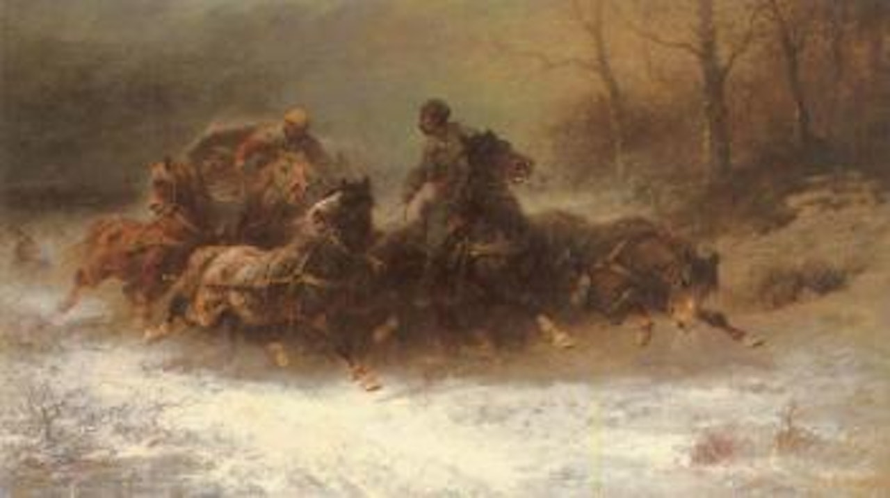 Hunted by wolves by Adolf Schreyer
