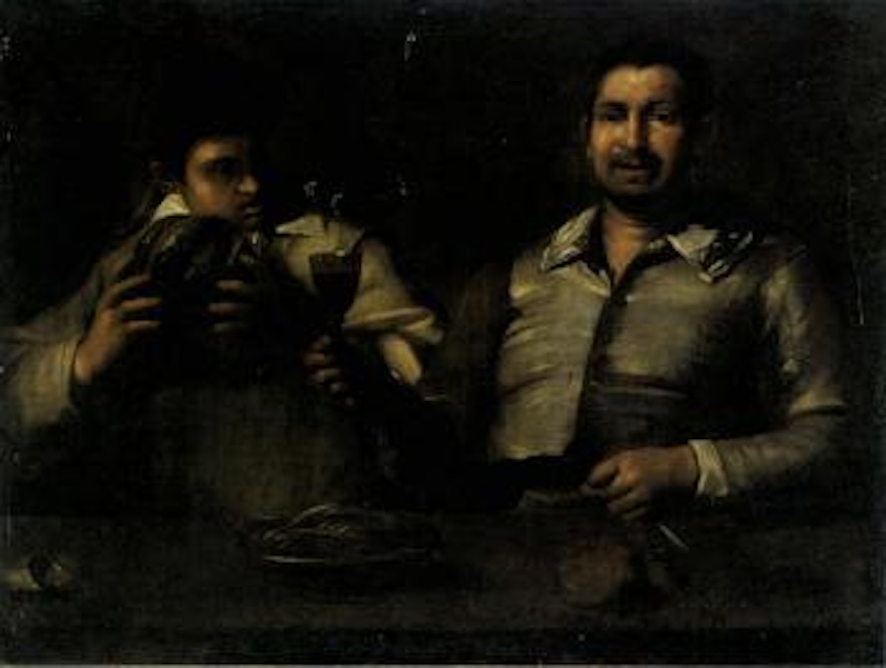 Two men drinking by Circle of Luca Giordano
