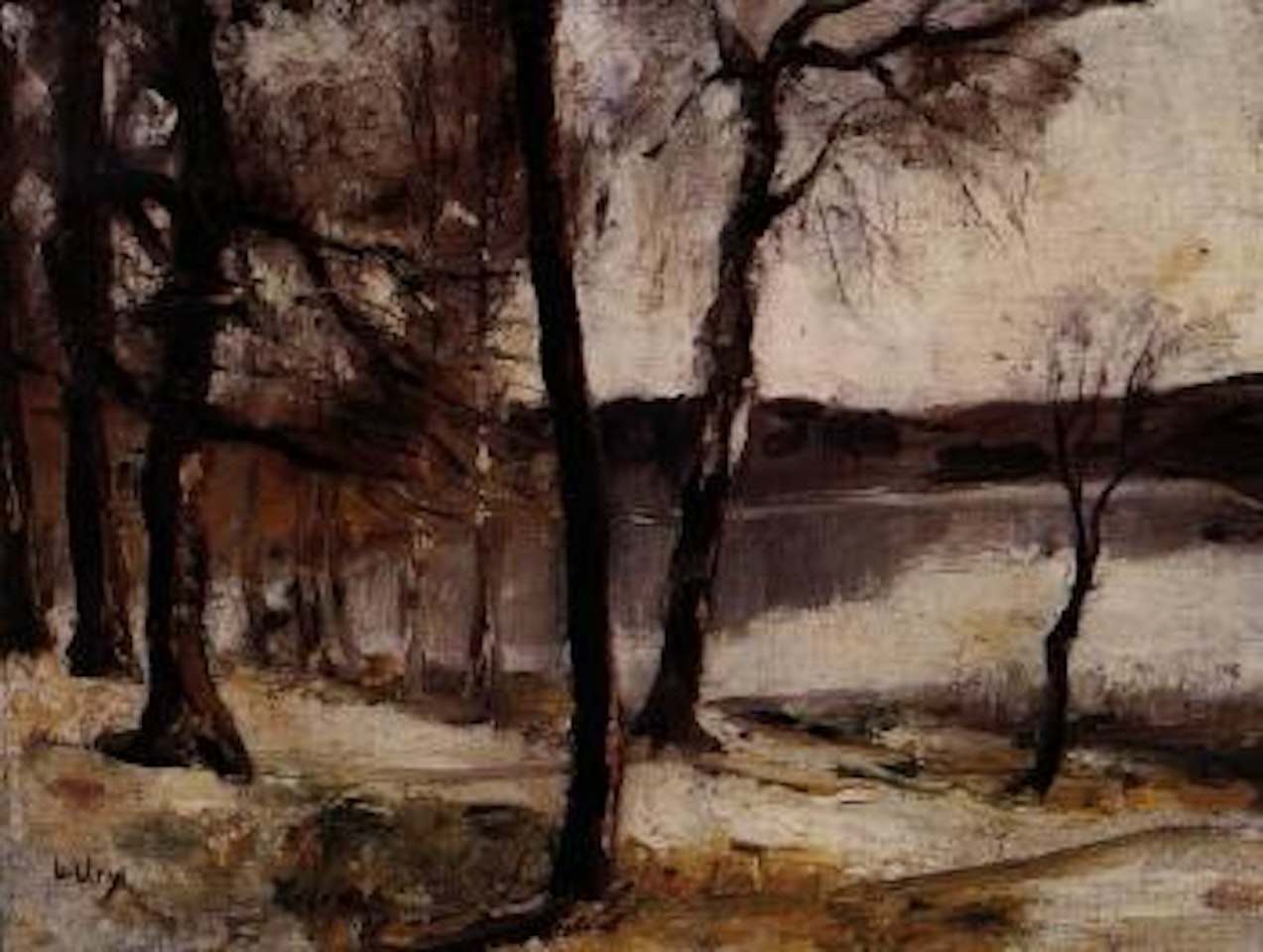Lake and trees by Lesser Ury