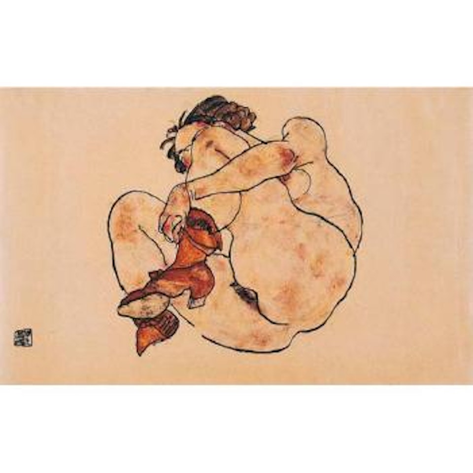 Woman crouching by Egon Schiele